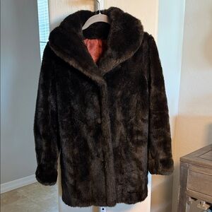 TISSAVEL OF FRANCE FOR COUNTRY PACER Luxurious Faux Fur Coat - Black/Brown